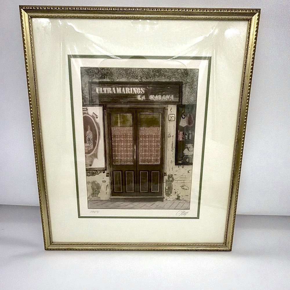 Carlos Gonçalves Etching Ultramarinos La Habana Framed Art Print Signed 134/175